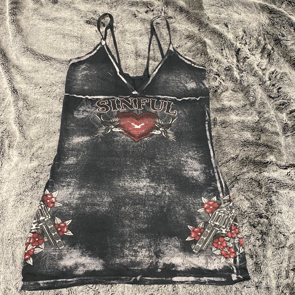 Vintage womens affliction sinful tank large